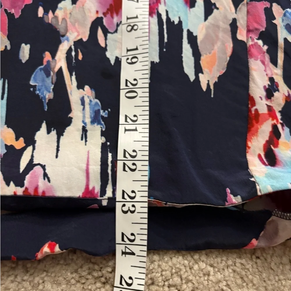 Kate Spade Blue Red Watercolor Floral Silk Sleeveless V-neck Relaxed Fit Top 4